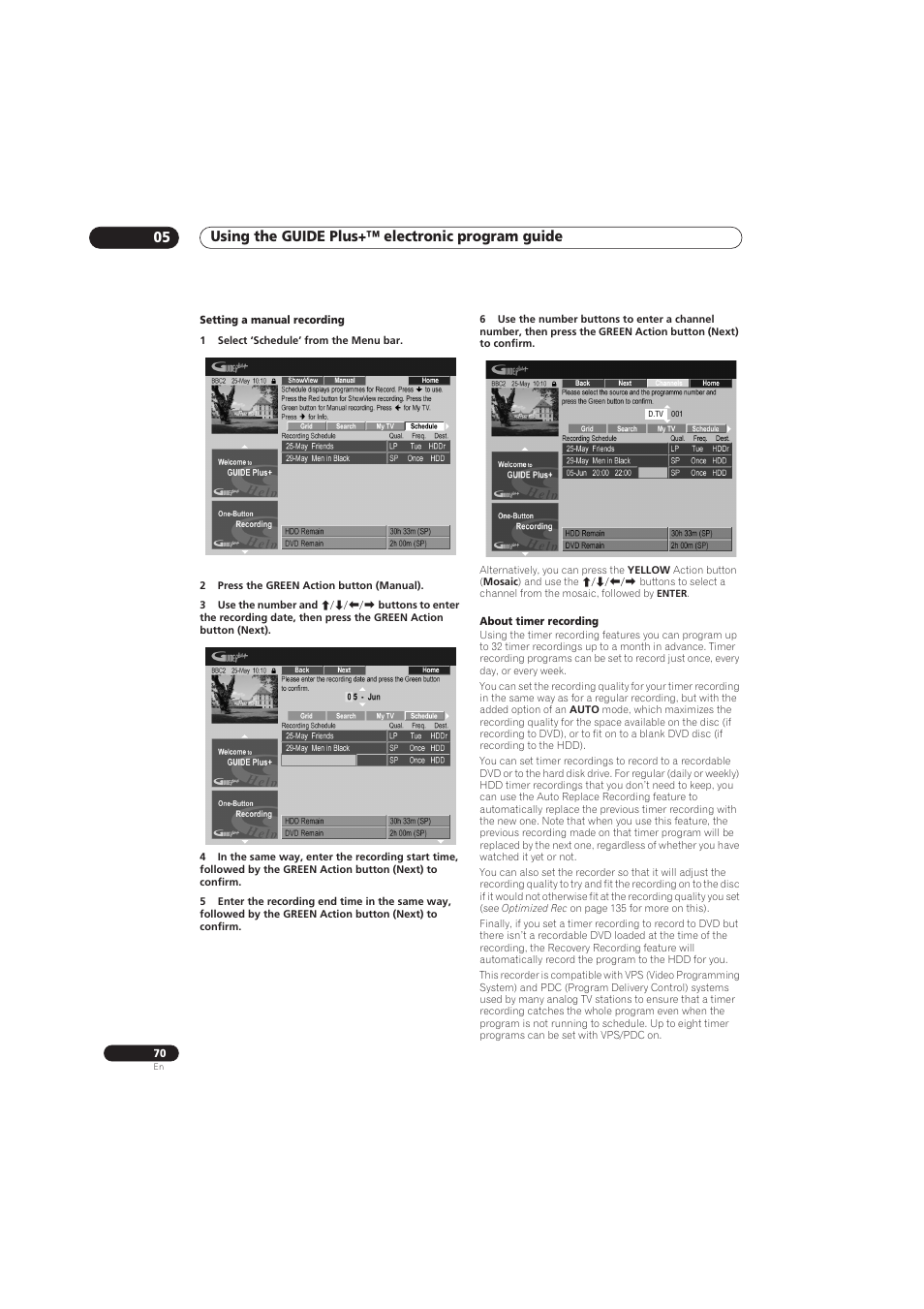 Using the guide plus+™ electronic program guide 05 | Pioneer RCS-656HX User Manual | Page 70 / 156
