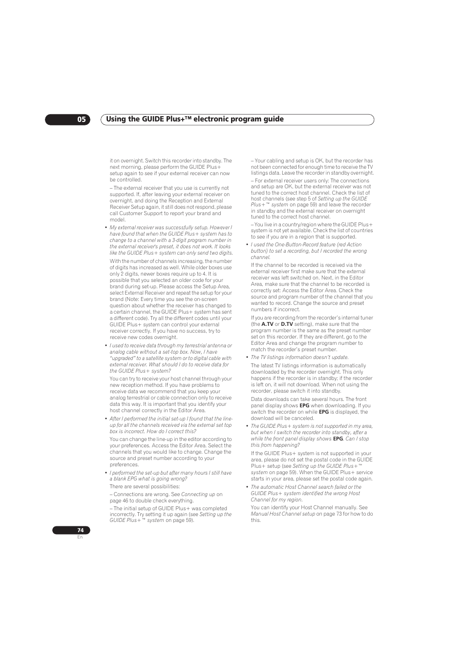 Using the guide plus+™ electronic program guide 05 | Pioneer RCS-656HX User Manual | Page 74 / 156