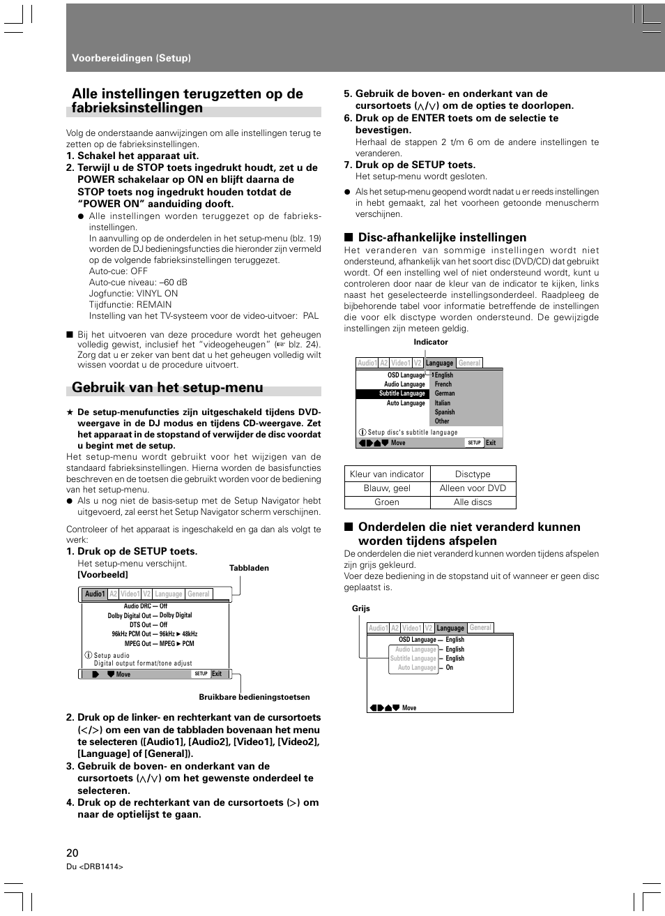 Gebruik van het setup-menu, Disc-afhankelijke instellingen | Pioneer DVJ-1000 User Manual | Page 234 / 319