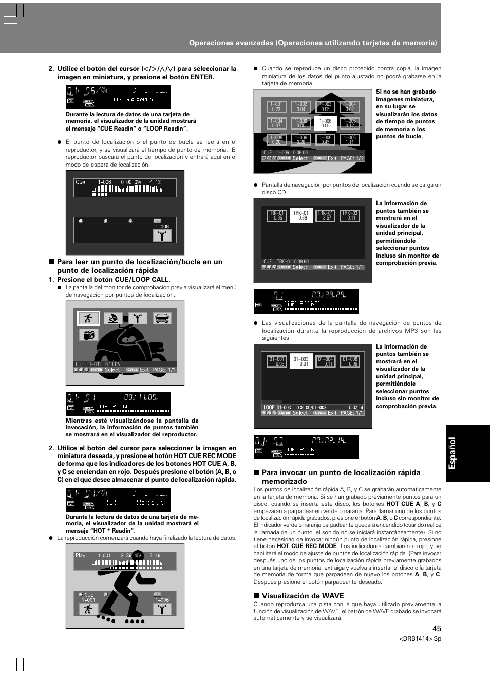 Espa ñ ol, Visualización de wave | Pioneer DVJ-1000 User Manual | Page 311 / 319