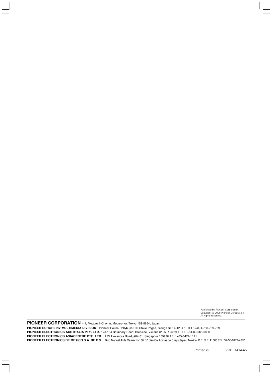 Pioneer corporation | Pioneer DVJ-1000 User Manual | Page 319 / 319