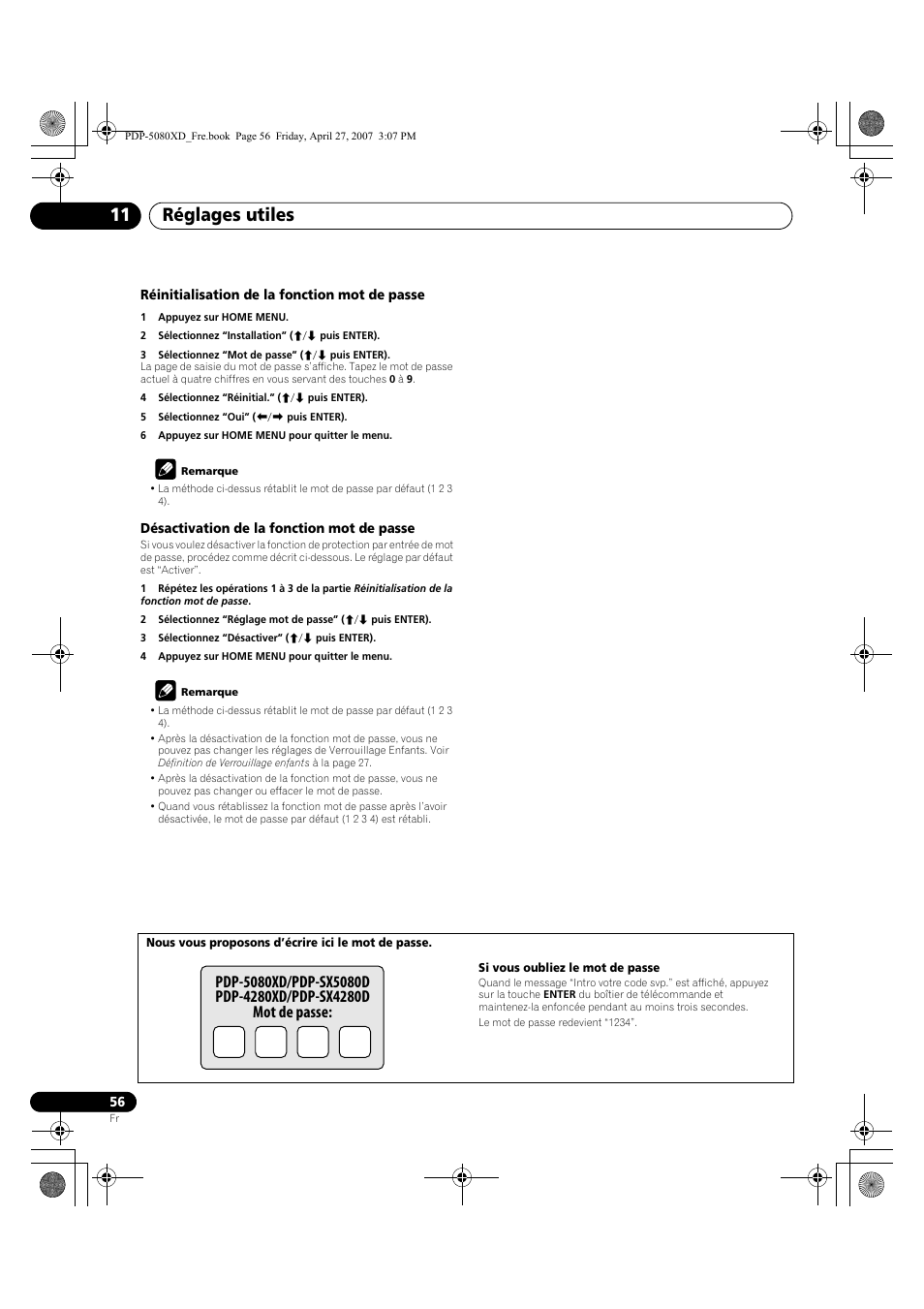 Réglages utiles 11 | Pioneer PDP-SX5080D User Manual | Page 134 / 236