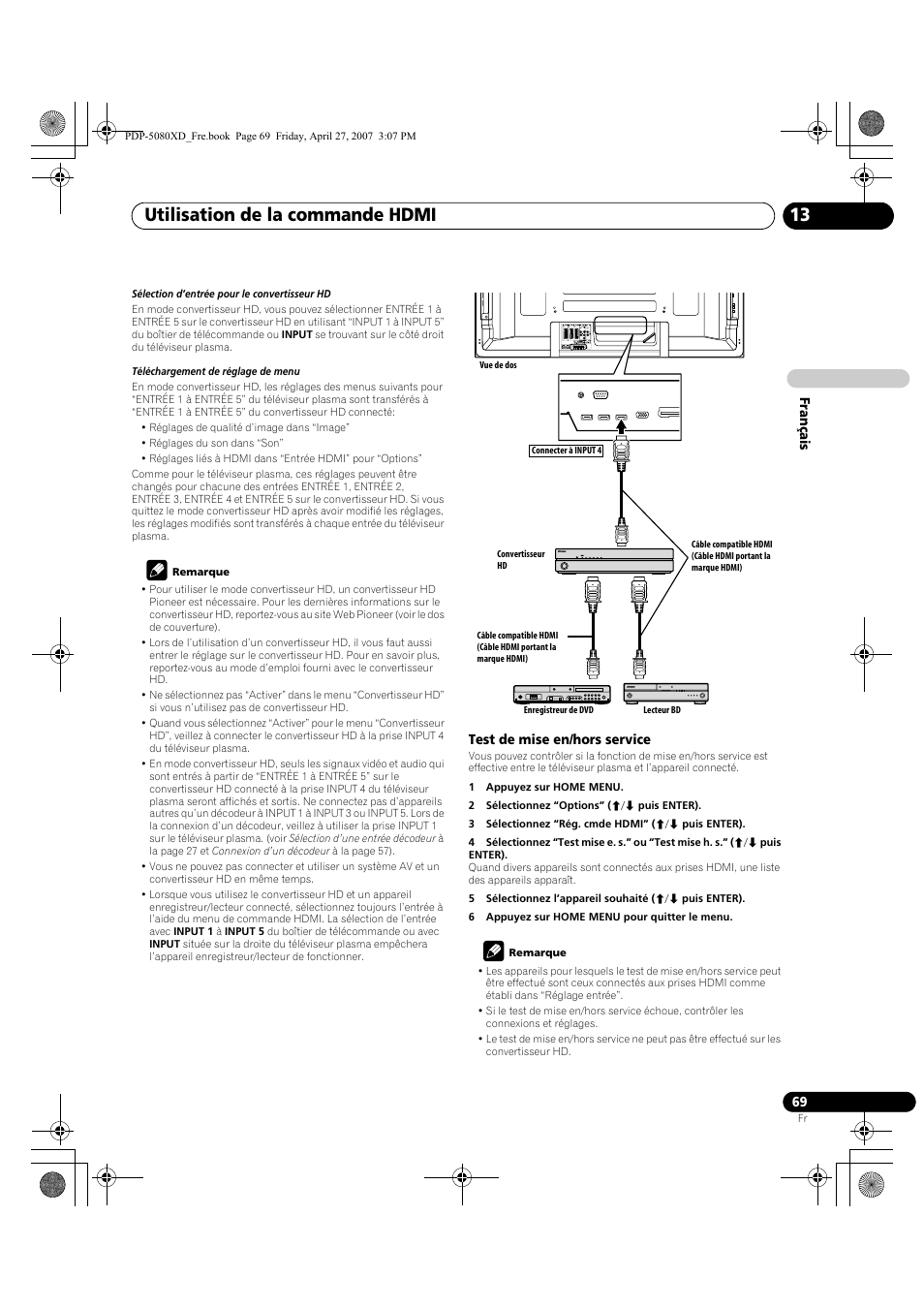 Utilisation de la commande hdmi 13 | Pioneer PDP-SX5080D User Manual | Page 147 / 236