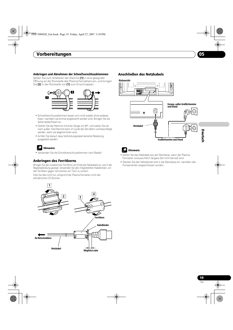 Vorbereitungen 05 | Pioneer PDP-SX5080D User Manual | Page 175 / 236