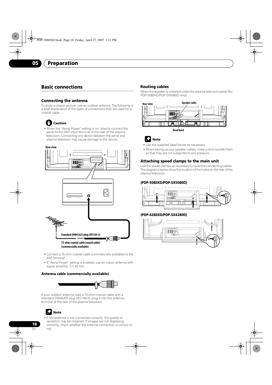 Basic connections, Preparation 05 | Pioneer PDP-SX5080D User Manual | Page 18 / 236