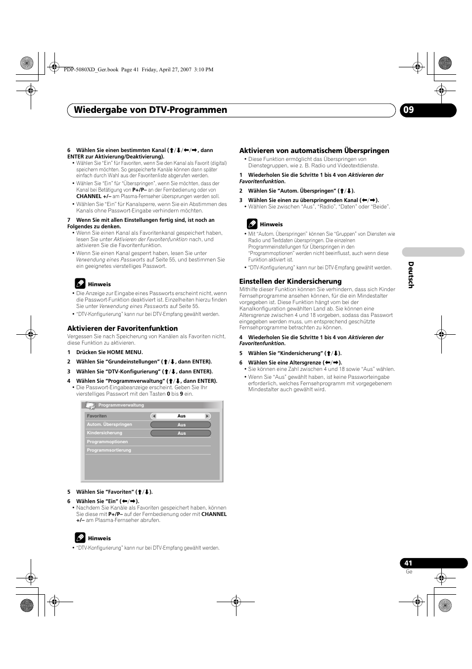 Wiedergabe von dtv-programmen 09 | Pioneer PDP-SX5080D User Manual | Page 197 / 236