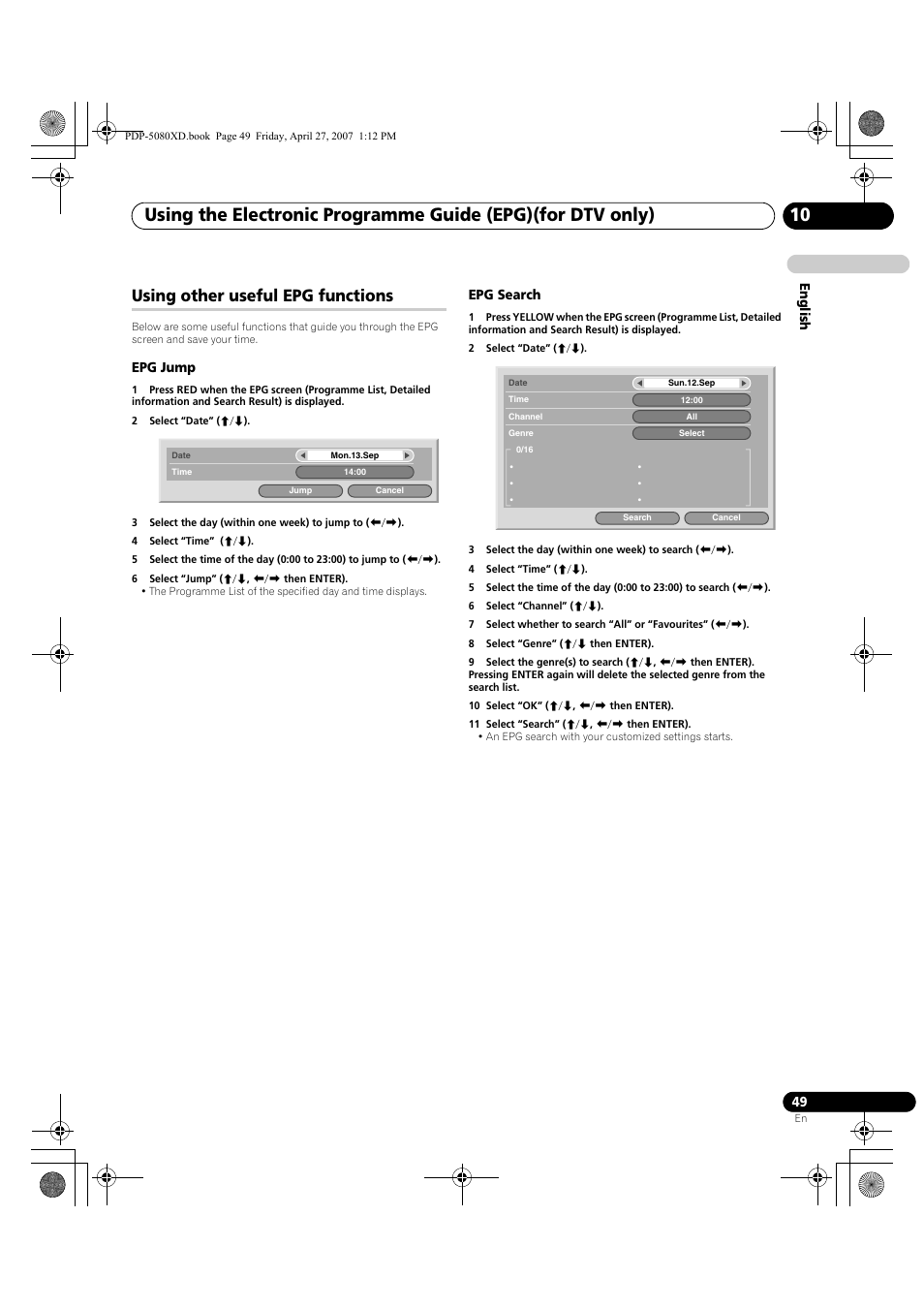 Using other useful epg functions | Pioneer PDP-SX5080D User Manual | Page 49 / 236