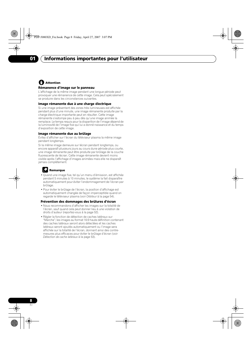 Informations importantes pour l’utilisateur 01 | Pioneer PDP-SX5080D User Manual | Page 86 / 236