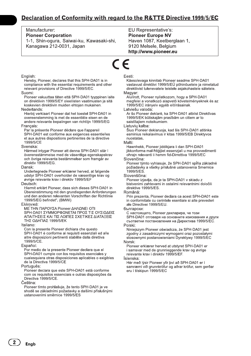 Pioneer SPH-DA01 User Manual | Page 2 / 80