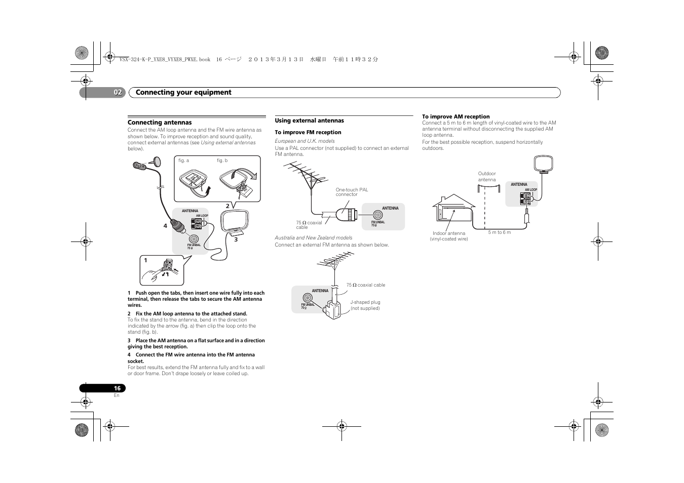 Connecting antennas, Using external antennas, 02 connecting your equipment | Pioneer HTP-072 User Manual | Page 16 / 38