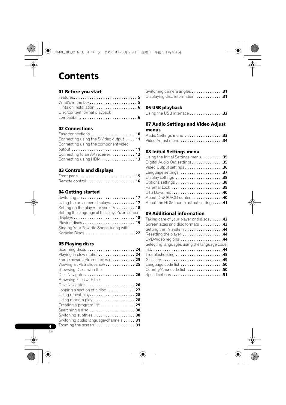 Pioneer DV-510K-S User Manual | Page 4 / 52