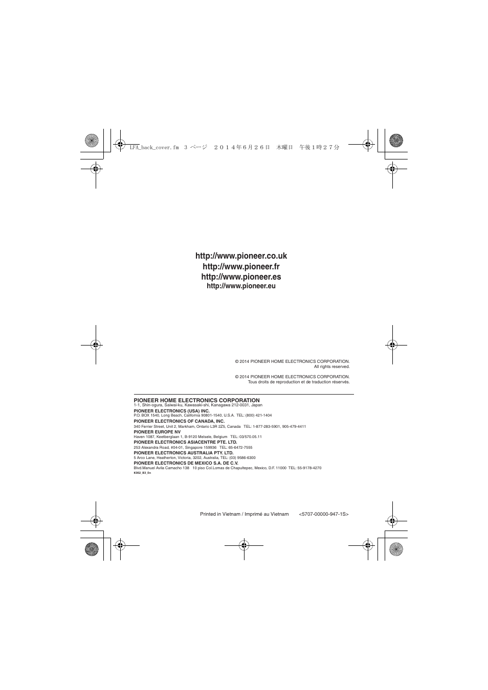 Pioneer XW-LF3-K User Manual | Page 92 / 92