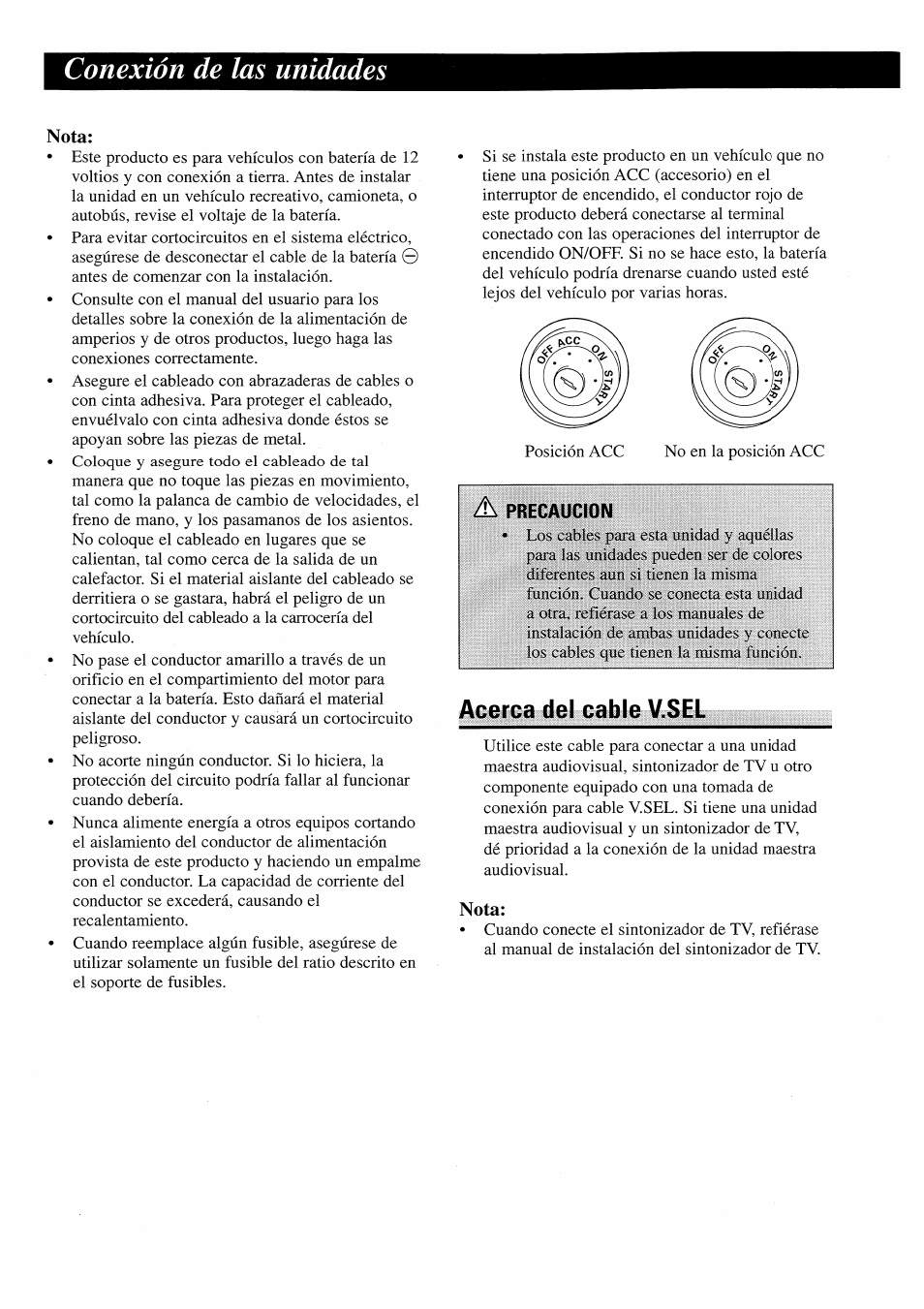 Conexión de las unidades, Acerca del cable v.sel | Pioneer AVX-7000 User Manual | Page 16 / 25