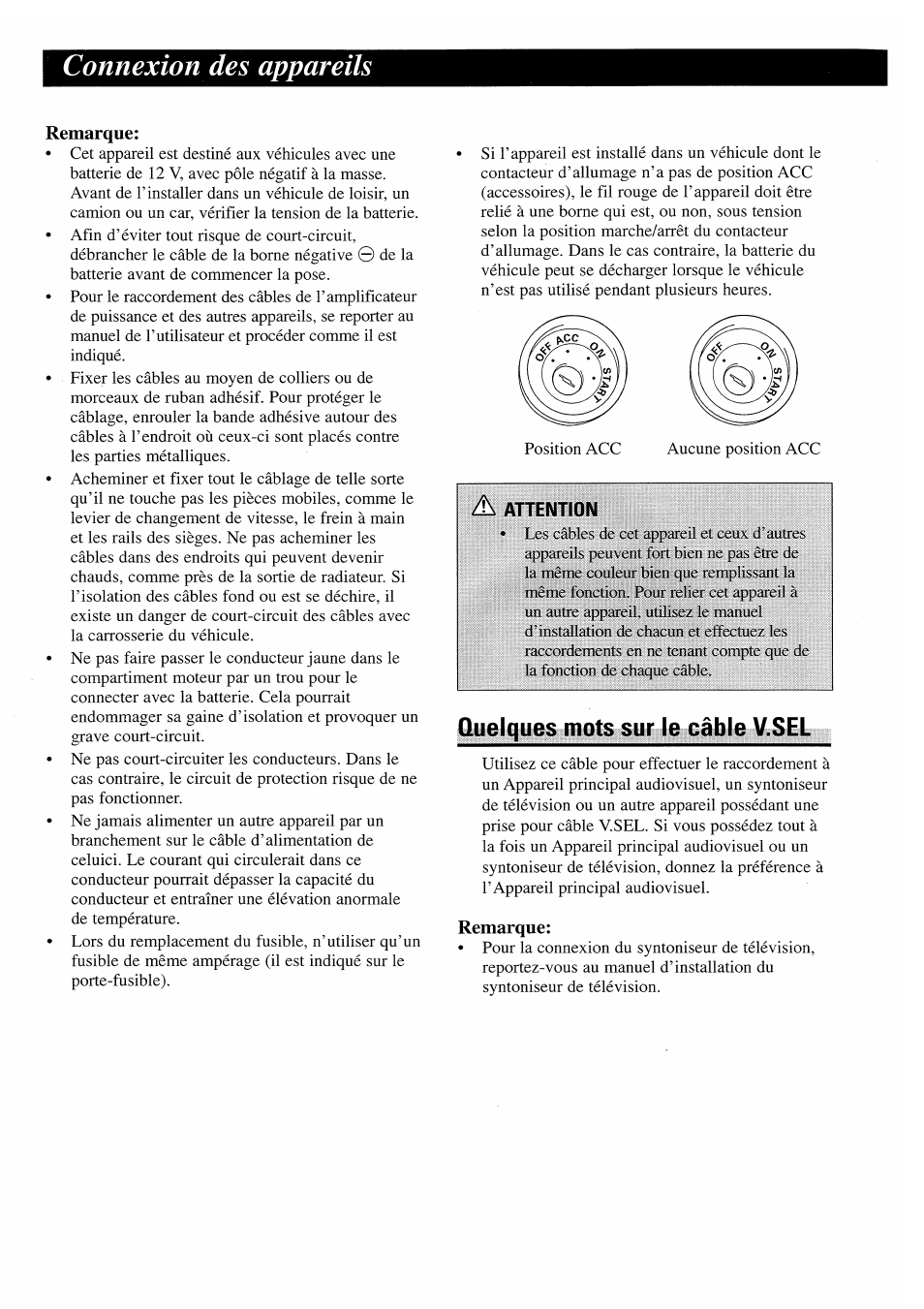 Connexion des appareils, Quelques mots sur le câble v.sel | Pioneer AVX-7000 User Manual | Page 20 / 25