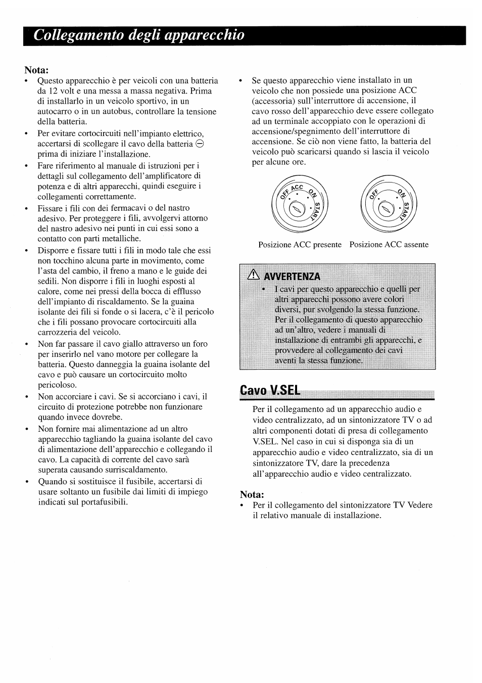 Collegamento degli apparecchio, Cavo v.sel | Pioneer AVX-7000 User Manual | Page 22 / 25