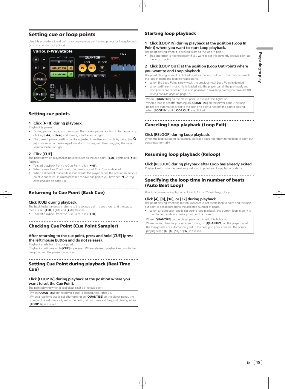 Setting cue or loop points | Pioneer DJM-2000NXS User Manual | Page 15 / 31