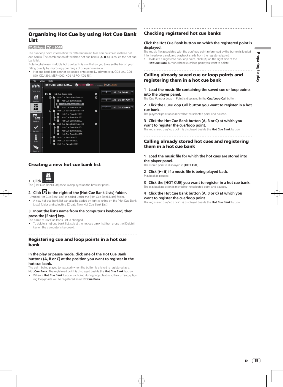 Organizing hot cue by using hot cue bank list | Pioneer DJM-2000NXS User Manual | Page 19 / 31