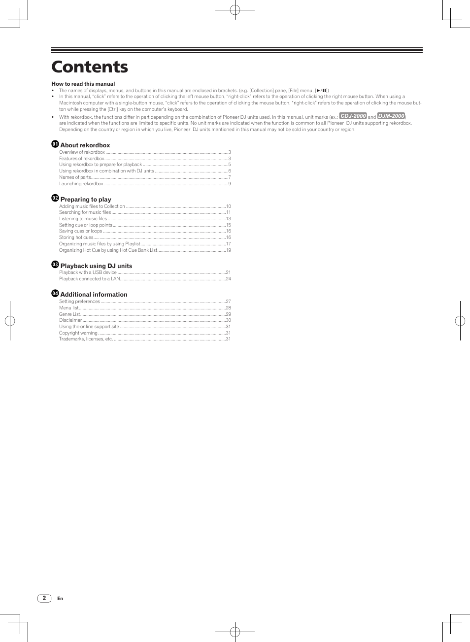 Pioneer DJM-2000NXS User Manual | Page 2 / 31