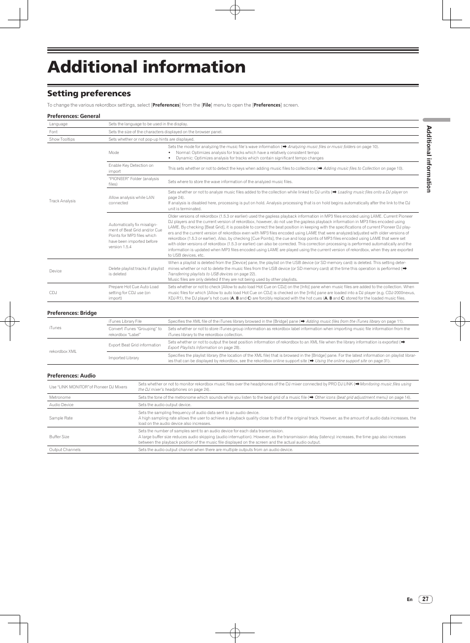 Additional information, Setting preferences | Pioneer DJM-2000NXS User Manual | Page 27 / 31