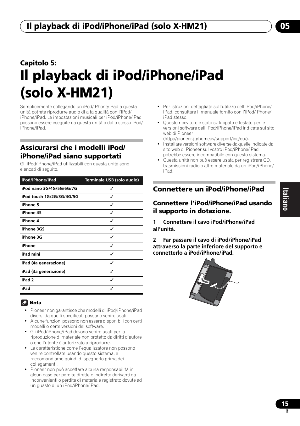 05 il playback di ipod/iphone/ipad (solo x-hm21), Il playback di ipod/iphone/ipad (solo x-hm21), Il playback di ipod/iphone/ipad (solo x-hm21) 05 | Capitolo 5, Connettere un ipod/iphone/ipad | Pioneer X-HM21-K User Manual | Page 111 / 228
