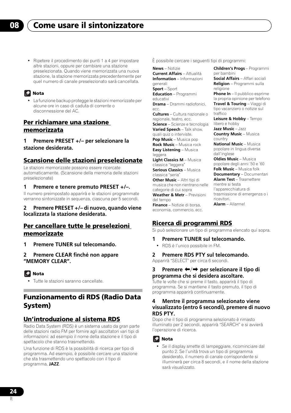 Funzionamento di rds (radio data system), Come usare il sintonizzatore 08 | Pioneer X-HM21-K User Manual | Page 120 / 228