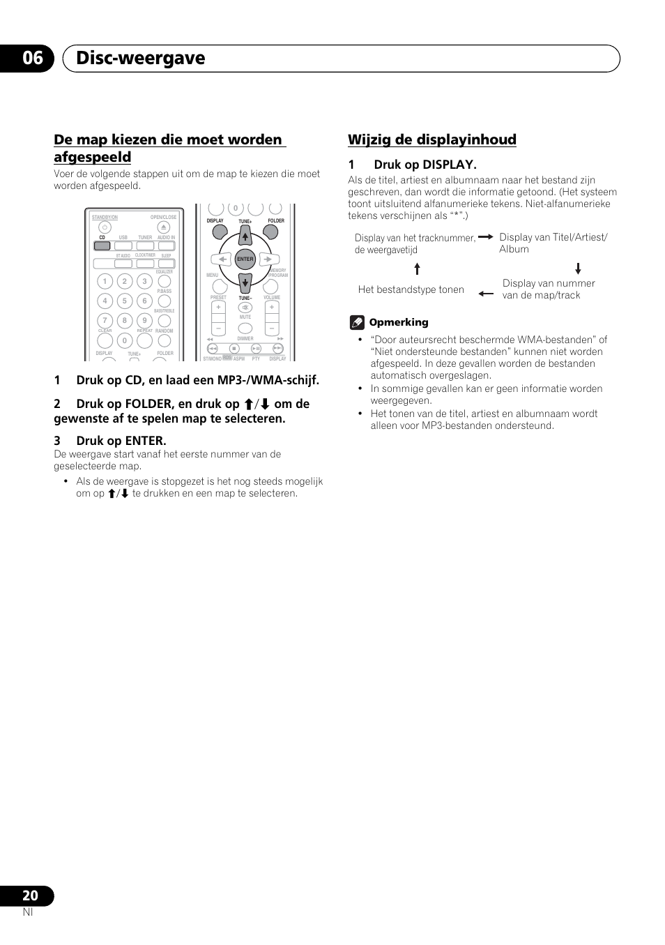 Disc-weergave 06, De map kiezen die moet worden afgespeeld, Wijzig de displayinhoud | 1druk op display | Pioneer X-HM21-K User Manual | Page 148 / 228