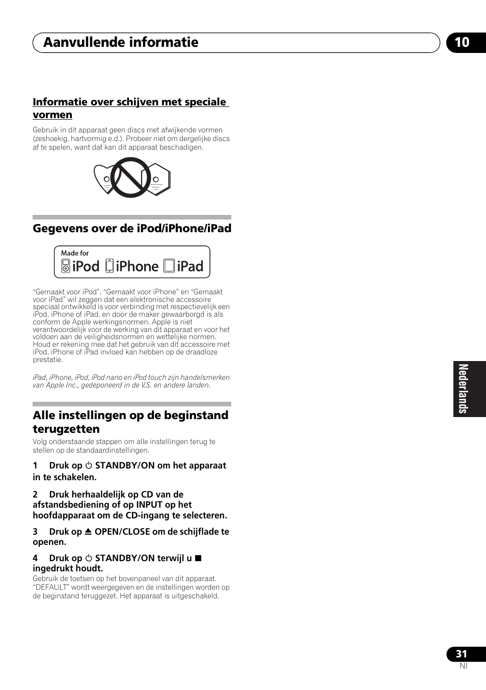 Informatie over schijven met speciale vormen, Aanvullende informatie 10 | Pioneer X-HM21-K User Manual | Page 159 / 228