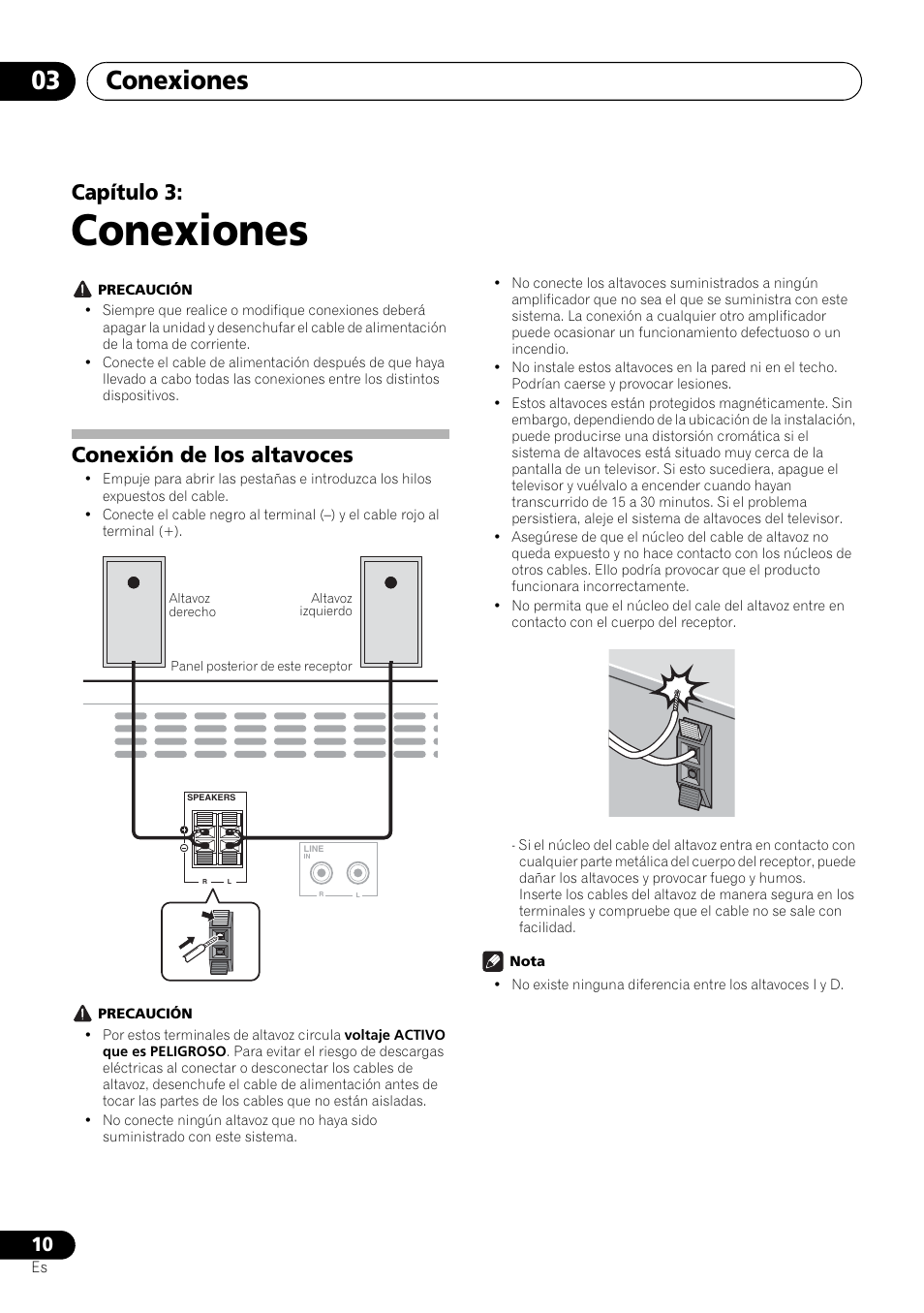 03 conexiones, Conexión de los altavoces, Conexiones | Conexiones 03, Capítulo 3 | Pioneer X-HM21-K User Manual | Page 170 / 228