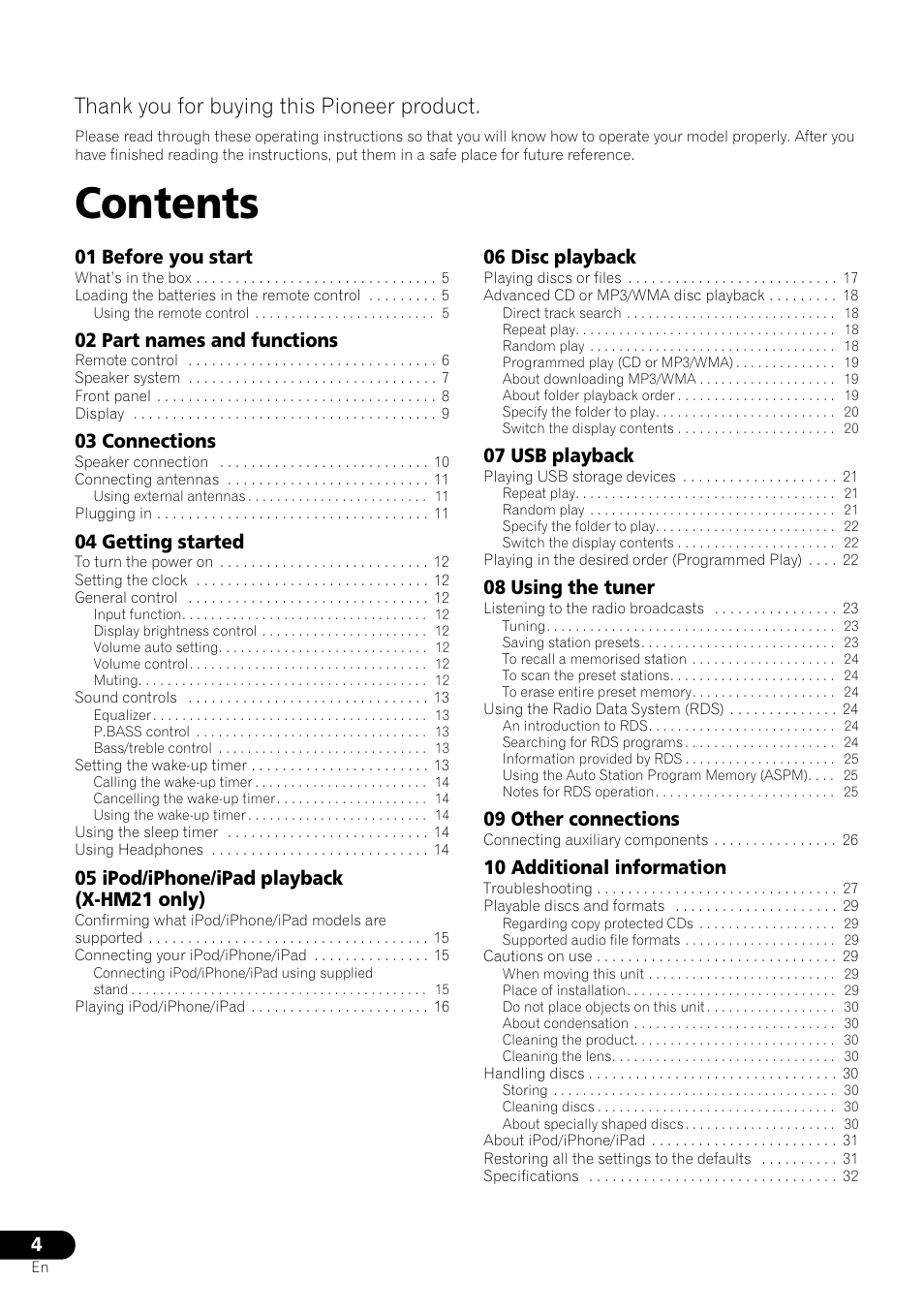 Pioneer X-HM21-K User Manual | Page 4 / 228
