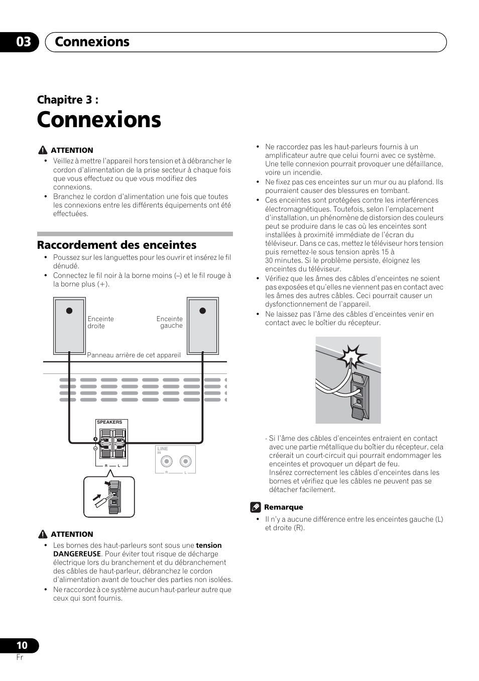 03 connexions, Raccordement des enceintes, Connexions | Connexions 03, Chapitre 3 | Pioneer X-HM21-K User Manual | Page 42 / 228