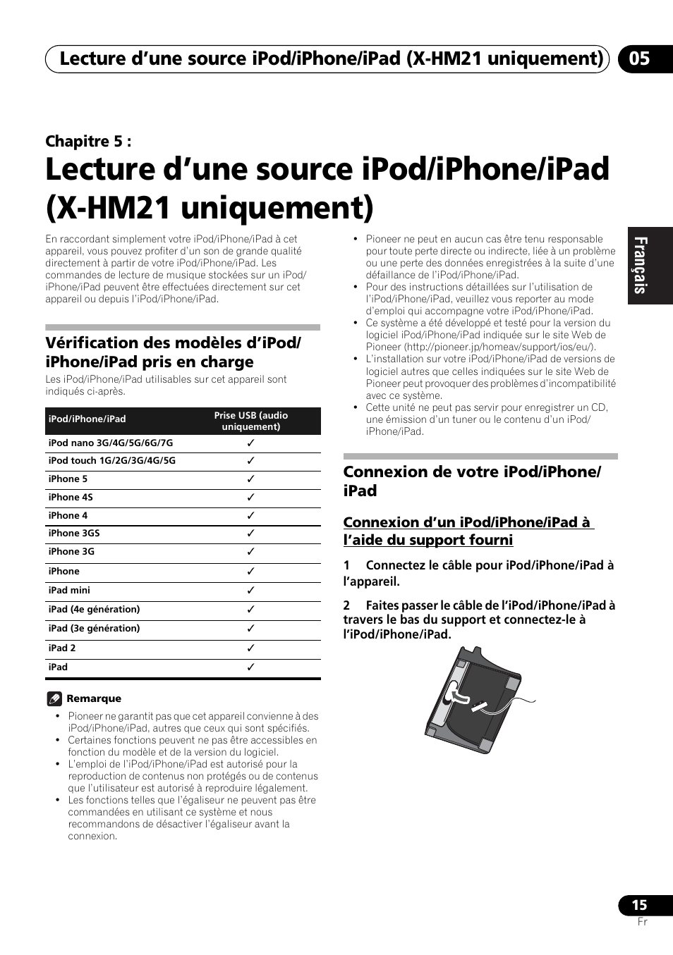 Chapitre 5, Connexion de votre ipod/iphone/ ipad | Pioneer X-HM21-K User Manual | Page 47 / 228