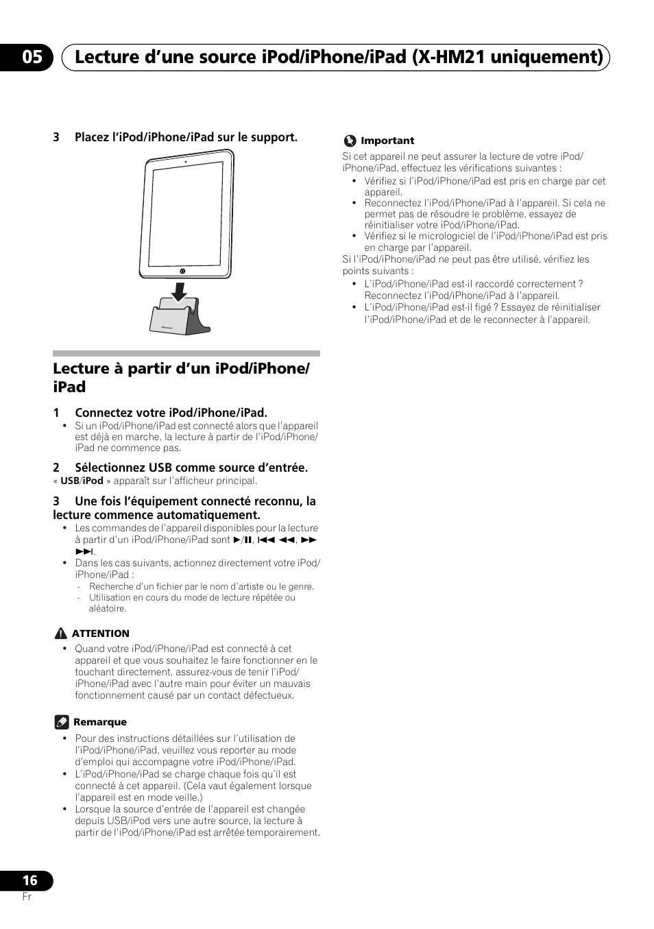Lecture à partir d’un ipod/iphone/ipad, Lecture à partir d’un ipod/iphone/ ipad | Pioneer X-HM21-K User Manual | Page 48 / 228
