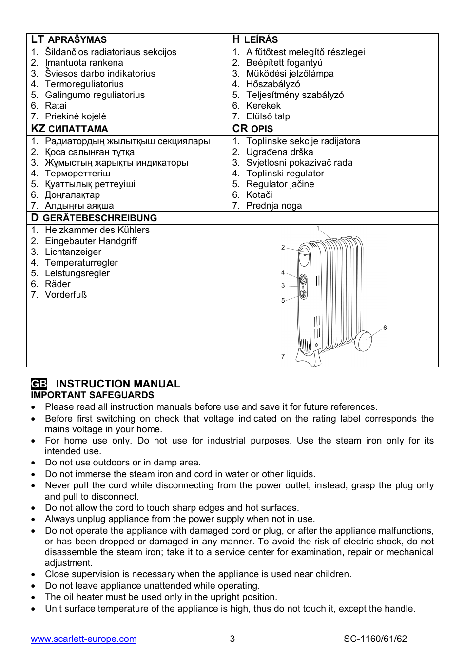 Scarlett SC-1160 User Manual | Page 3 / 22