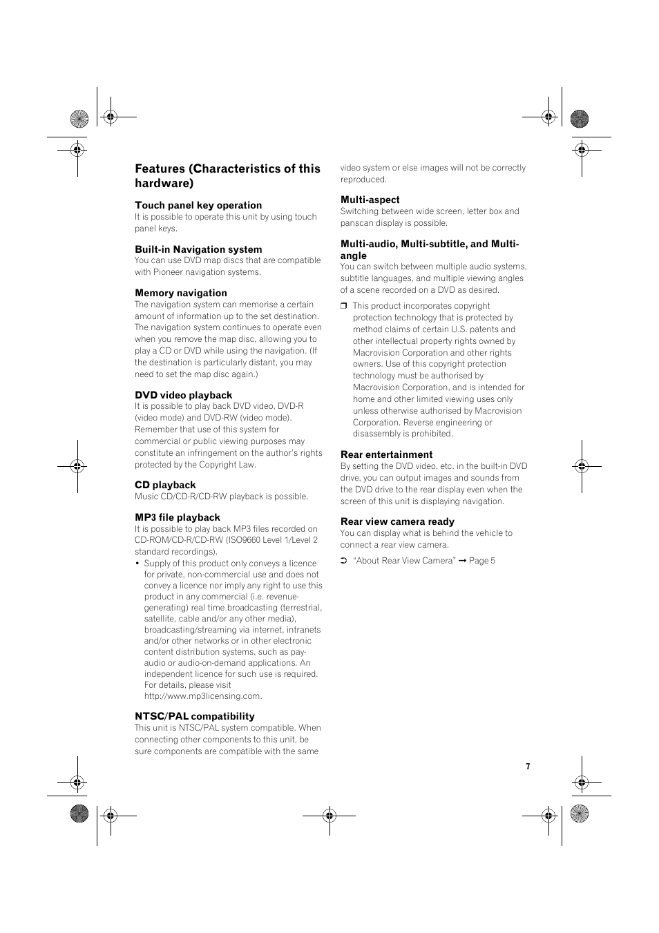 Features (characteristics of this hardware) | Pioneer AVIC-X1 User Manual | Page 9 / 30