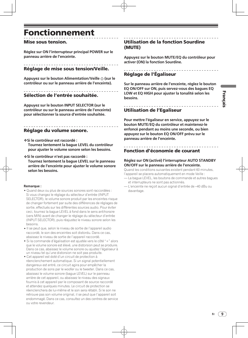 Fonctionnement | Pioneer S-DJ05 User Manual | Page 19 / 72