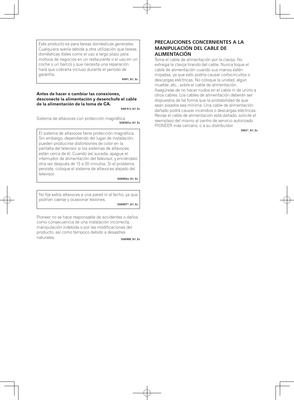 Importante, Caution, Advertencia | Entorno de funcionamiento, Precaución para la ventilación | Pioneer S-DJ05 User Manual | Page 53 / 72