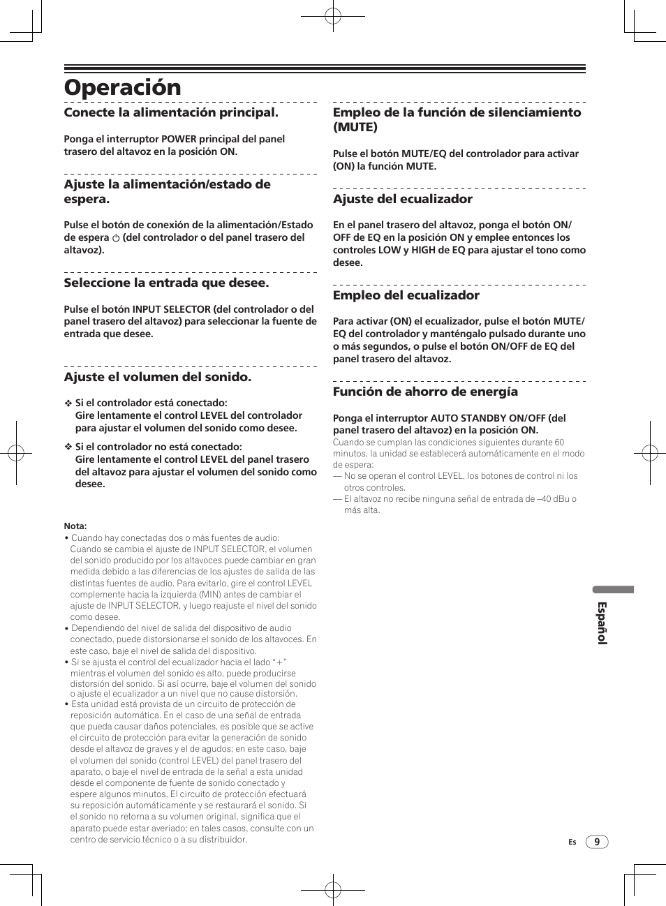 Operación | Pioneer S-DJ05 User Manual | Page 59 / 72