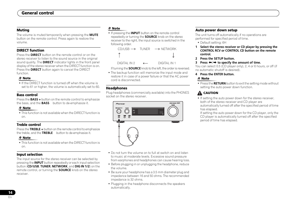 General control | Pioneer P1-S User Manual | Page 14 / 30