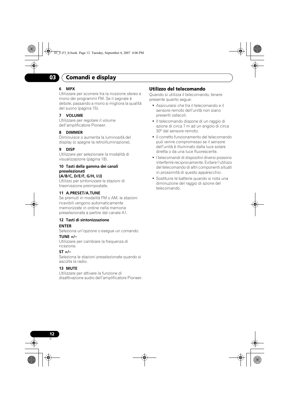 Comandi e display 03 | Pioneer F-F3-J User Manual | Page 100 / 134