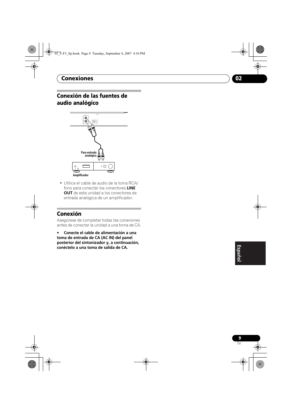 Conexión de las fuentes de audio analógico, Conexión, Conexiones 02 | Pioneer F-F3-J User Manual | Page 119 / 134
