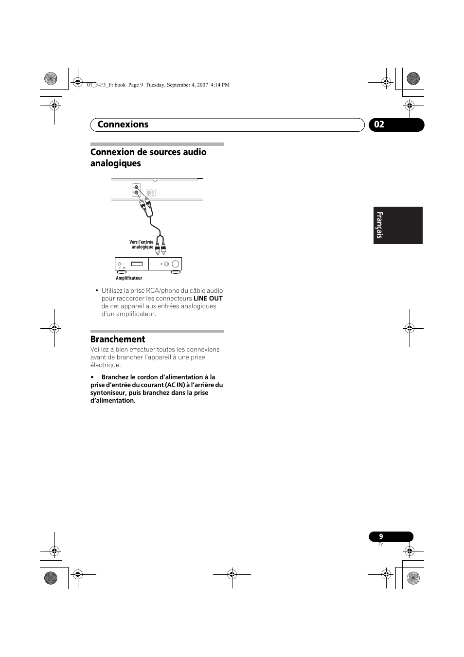 Connexion de sources audio analogiques, Branchement, Connexions 02 | Pioneer F-F3-J User Manual | Page 31 / 134