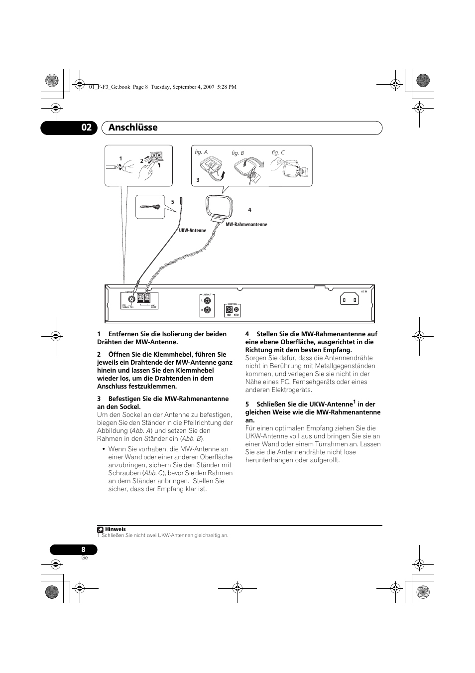 03 bedienelemente und anzeigen, Frontplatte, Anschlüsse 02 | Pioneer F-F3-J User Manual | Page 52 / 134