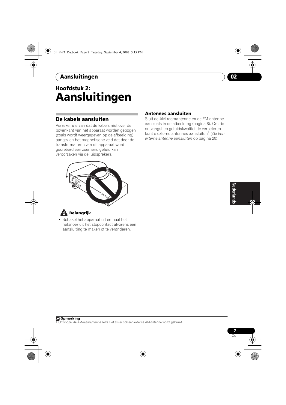 02 aansluitingen, De kabels aansluiten, Aansluitingen | Aansluitingen 02, Hoofdstuk 2 | Pioneer F-F3-J User Manual | Page 73 / 134