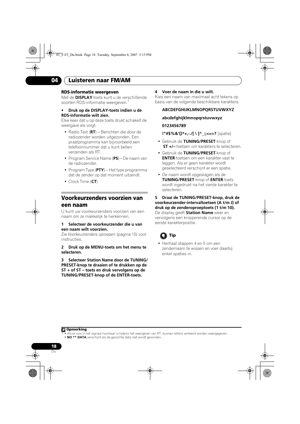 Voorkeurzenders voorzien van een naam, Luisteren naar fm/am 04 | Pioneer F-F3-J User Manual | Page 84 / 134