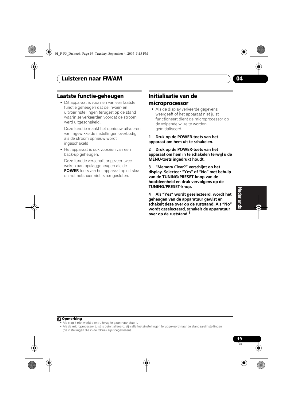 Laatste functie-geheugen, Initialisatie van de microprocessor, Luisteren naar fm/am 04 | Pioneer F-F3-J User Manual | Page 85 / 134