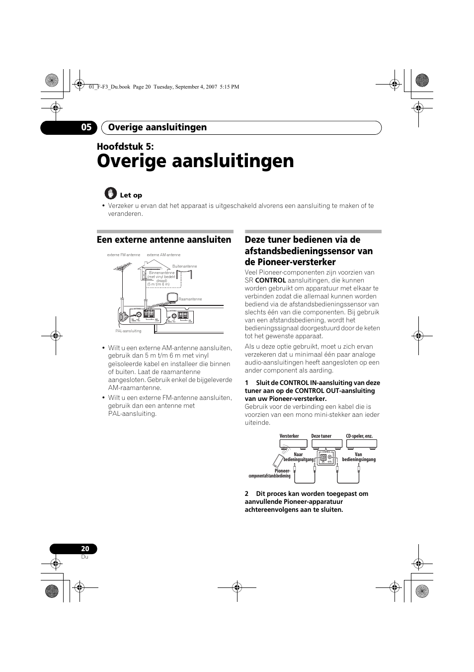 05 overige aansluitingen, Een externe antenne aansluiten, Overige aansluitingen | Overige aansluitingen 05, Hoofdstuk 5 | Pioneer F-F3-J User Manual | Page 86 / 134