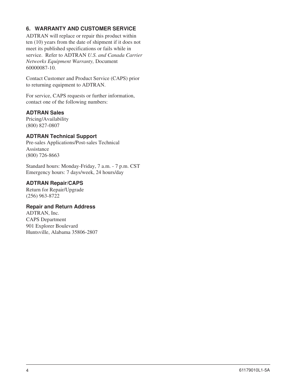 ADTRAN 1000 User Manual | Page 4 / 4
