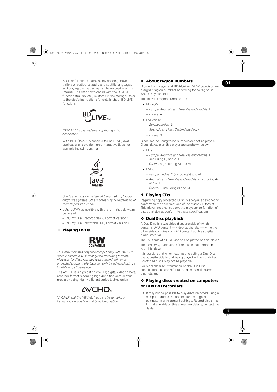 Pioneer BDP-160-K User Manual | Page 9 / 60