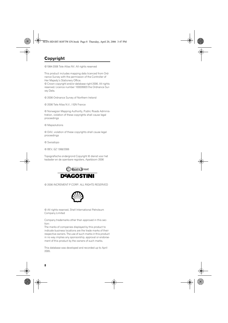 Copyright | Pioneer AVIC-HD1BT User Manual | Page 10 / 192