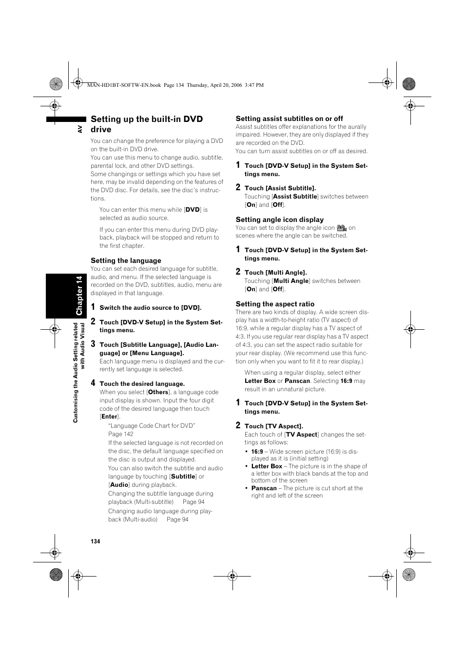 Setting up the built-in dvd drive | Pioneer AVIC-HD1BT User Manual | Page 136 / 192